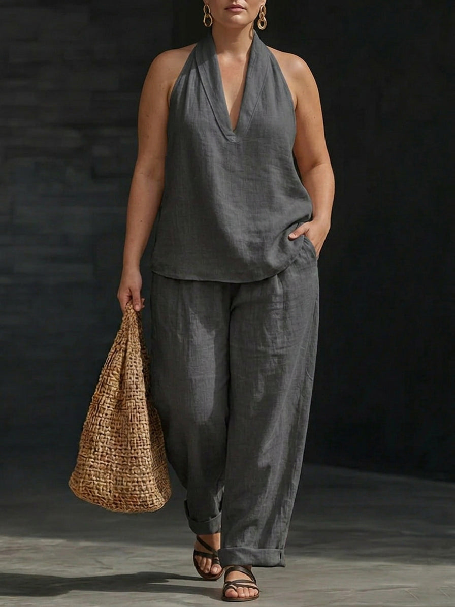 Zoë — Ensemble Sans Manches & Pantalon Large
