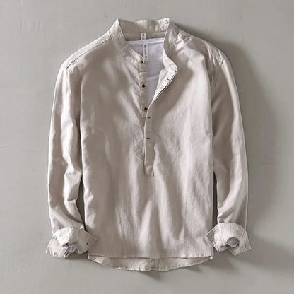 CALLUM LINEN MANDARIN SHIRT
