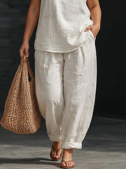 Zoë — Ensemble Sans Manches & Pantalon Large