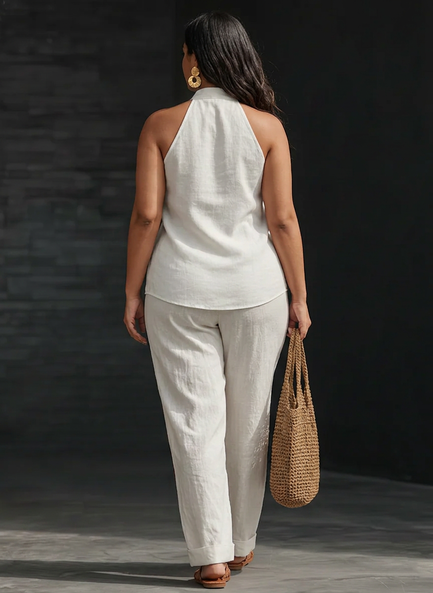 Zoë — Ensemble Sans Manches & Pantalon Large