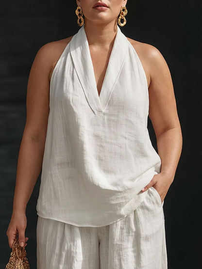 Zoë — Ensemble Sans Manches & Pantalon Large