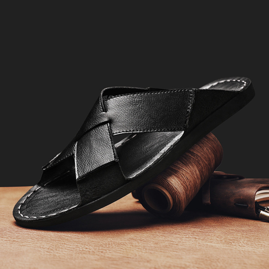LUCA LEATHER SLIDES